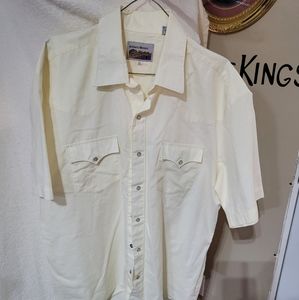 (2144) Authentic Western, Mens, Shirt, Size 17  1/2, snap closure, yellow
